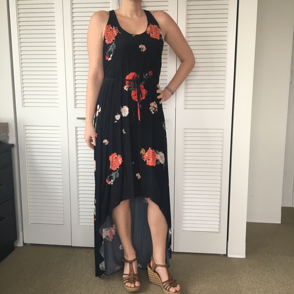 Alice +Olivia black and floral high low dress